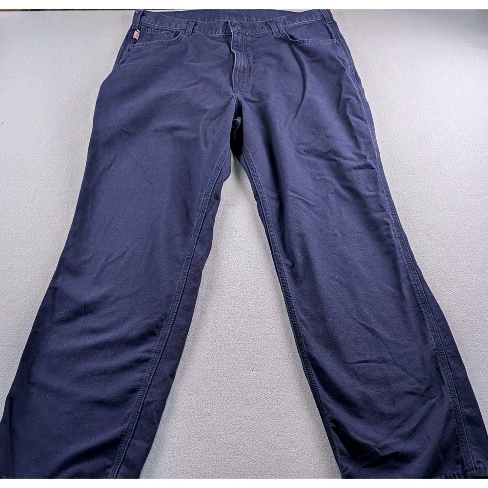 Carhartt FRB159-DNY Mens 38x32 Dark Navy Flame Resistant FR Canvas Pants CAT2
